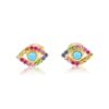 925 Sterling Silver Multi Sapphire Turquoise Evil Eye Stud Earring