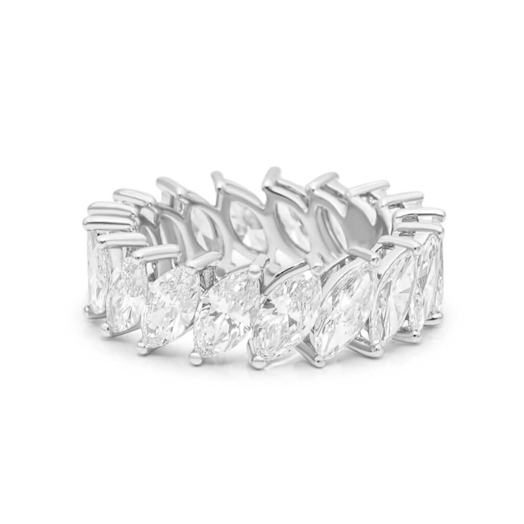 925 Sterling Silver Multi Slanted Marquise Ring