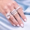 925 Sterling Silver Multi Slanted Marquise Ring - Image 2