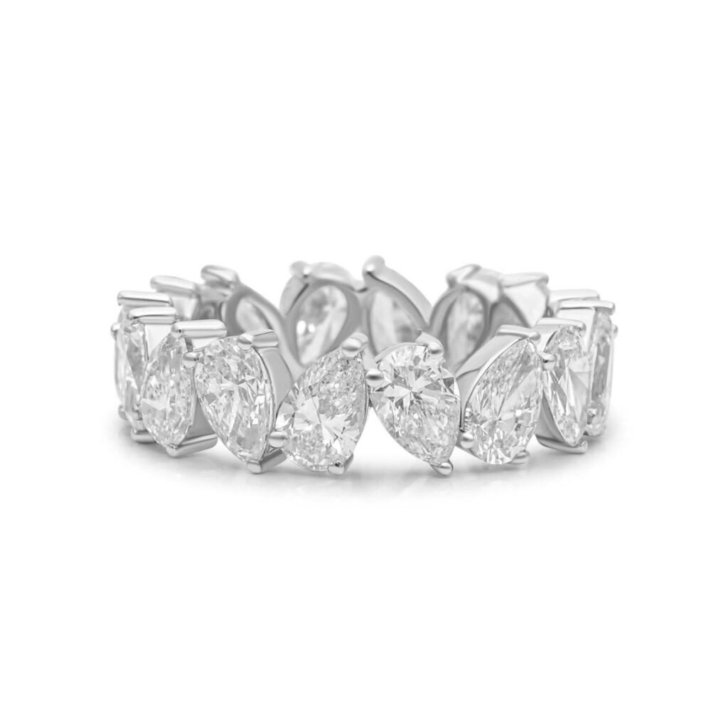 925 Sterling Silver Multi Slanted Pear Ring