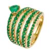 925 Sterling Silver Multi Wrap Heart Emerald Ring