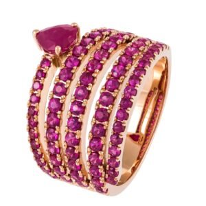 925 Sterling Silver Multi Wrap Heart Ruby Ring