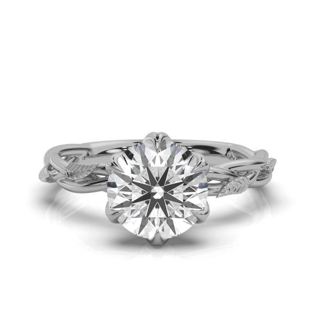 925 Sterling Silver Nature Inspired Diamond Engagement Ring
