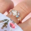 925 Sterling Silver Nature Inspired Engagement Ring Diamond and Sapphire
