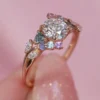 925 Sterling Silver Nature Inspired Engagement Ring Diamond and Sapphire - Image 4