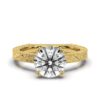 Nature inspired 925 sterling silver engagement ring with round CZ centre stone