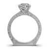 Nature inspired engagement ring with clean silhouette and round centre stone