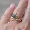 Gold plated 925 sterling silver ring with pear shaped stone
