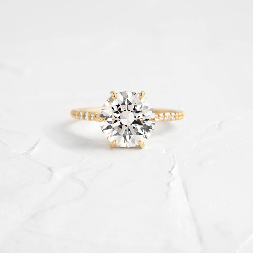 925 Sterling Silver Nova Ring, Round Cut Diamond Engagement Ring