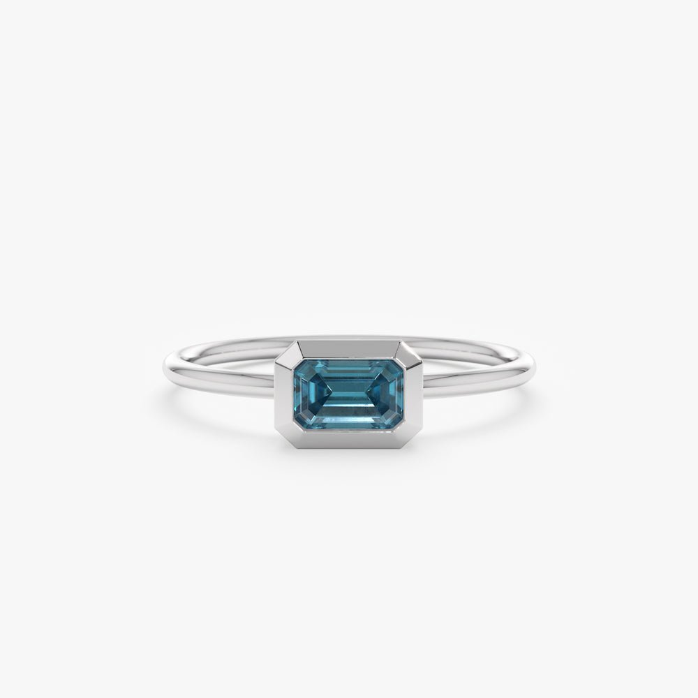 925 Sterling Silver Octagon Blue Topaz Ring
