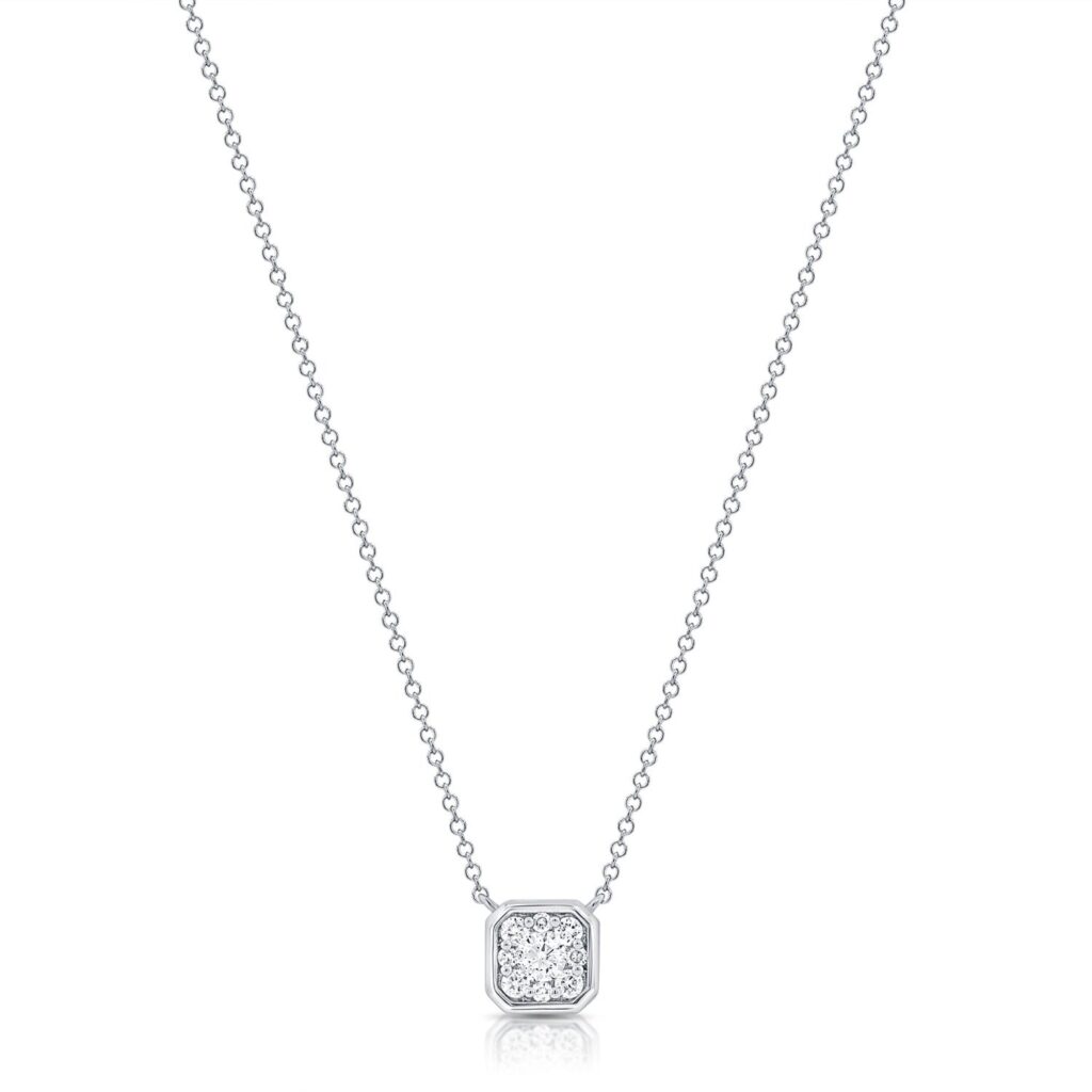 925 Sterling Silver Octagon Diamond Necklace