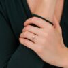 Octagon diamond ring with thick gold plating and slim band