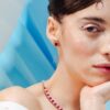 925 Sterling Silver Octagon Ruby Halo Diamond Studs - Image 2