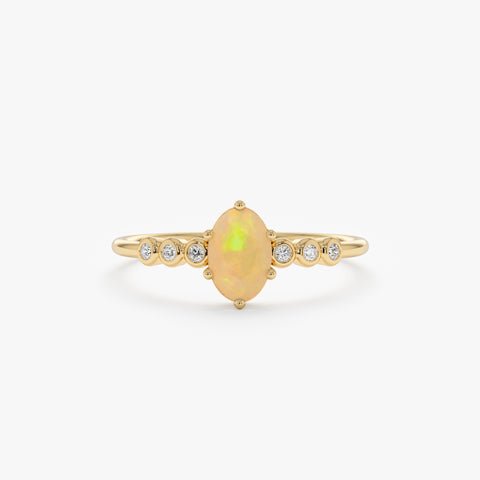 925 Sterling Silver Opal and Diamond Engagement Ring