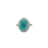 925 Sterling Silver Opal and Diamond Ring