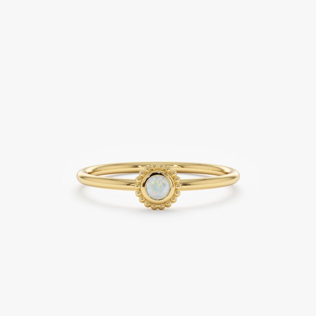 925 Sterling Silver Opal Art Deco Ring