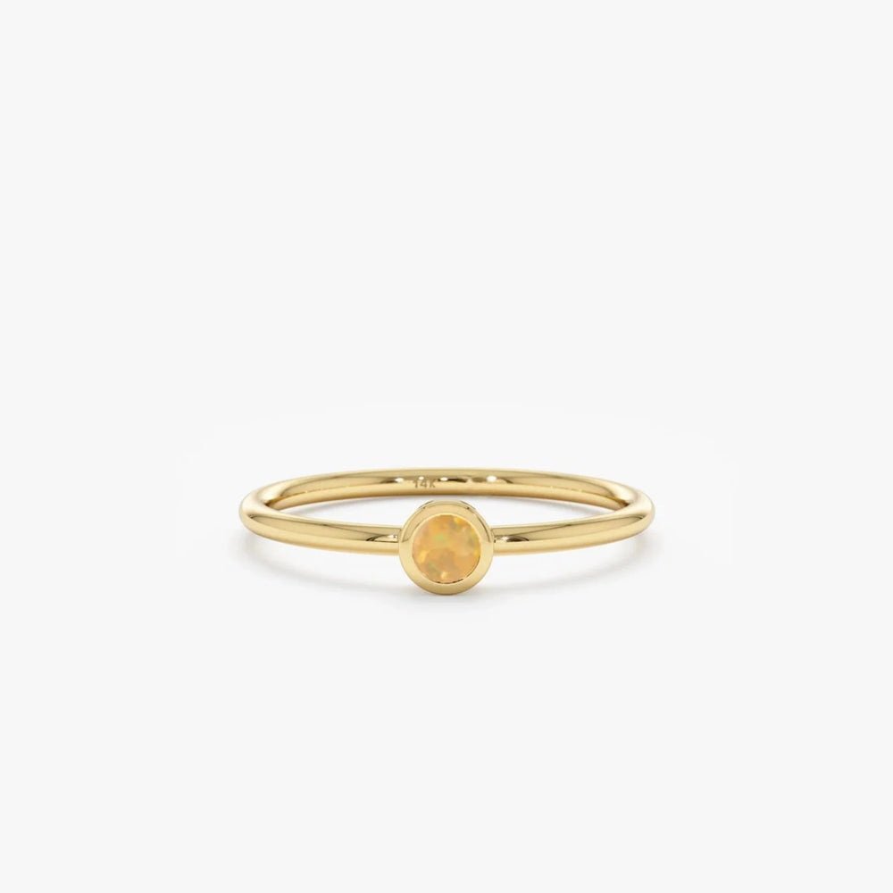 925 Sterling Silver Opal Bezel Ring