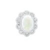 925 Sterling Silver Opal Center Ring with Diamonds
