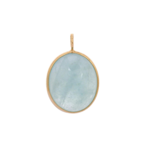 925 Sterling Silver Opaque Cabochon Aquamarine Pendant