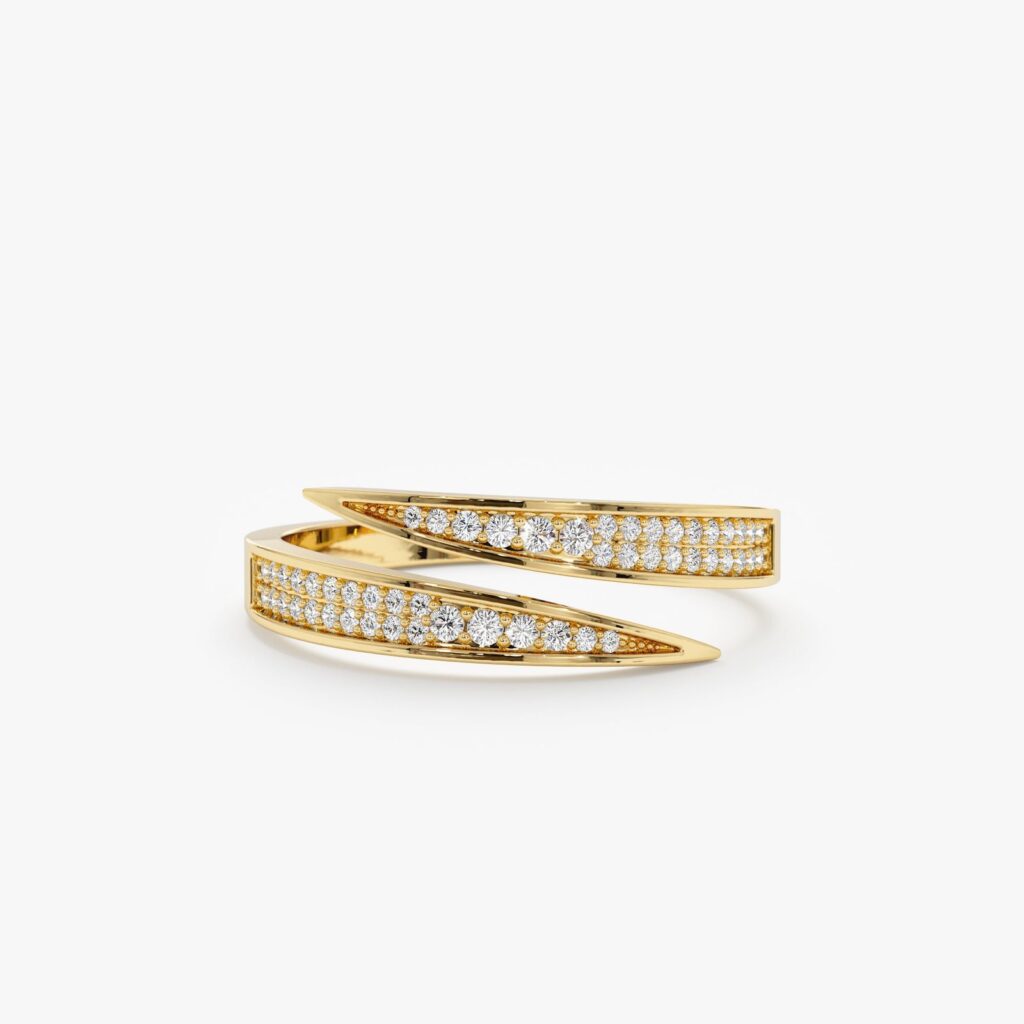 925 Sterling Silver Open Diamond Wrap Around Ring