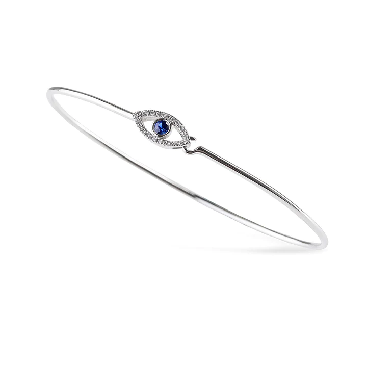 925 Sterling Silver Open Evil Eye Latch Bracelet