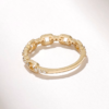 Chain-inspired sterling silver ring with subtle pave CZ accents