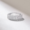 925 Sterling Silver Open Squares Pave Wedding Band - Image 6