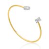 Sterling silver oval and baguette bangle with polished finish