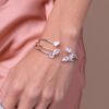 925 sterling silver bangle with baguette-set CZ stones