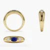 925 Sterling Silver Oval Blue Sapphire with Round Diamond Dome Ring