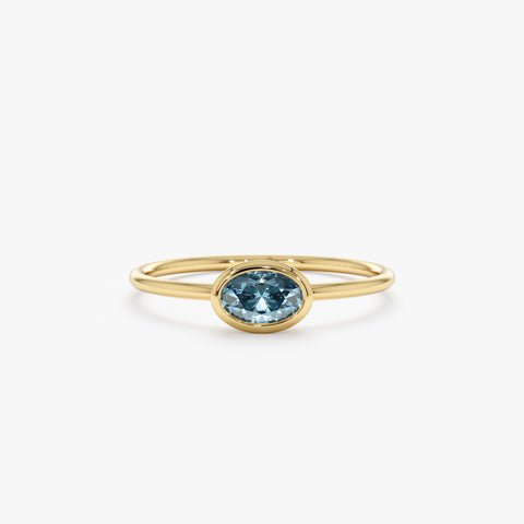925 Sterling Silver Oval Blue Topaz Ring