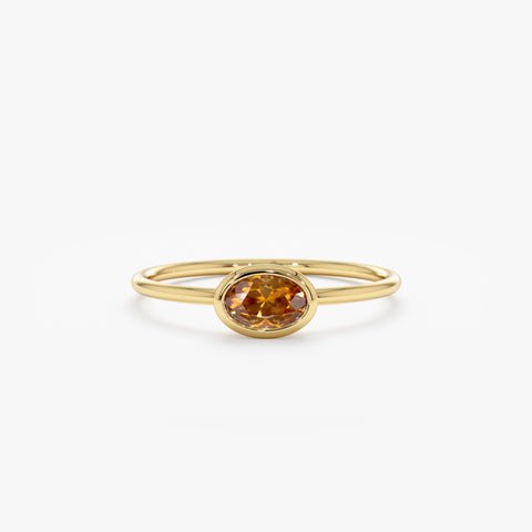 925 Sterling Silver Oval Citrine Ring