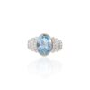 925 Sterling Silver Oval Cut Aquamarine Diamond Solitaire Ring