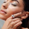 925 Sterling Silver Oval Cut Aquamarine Diamond Solitaire Ring - Image 2
