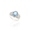 925 Sterling Silver Oval Cut Aquamarine Diamond Solitaire Ring - Image 3