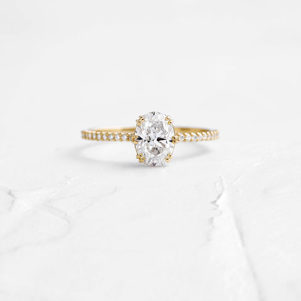 925 Sterling Silver Oval Cut Champagne Diamond Ring