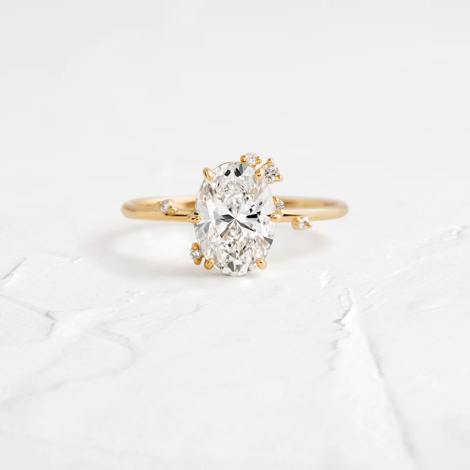 925 Sterling Silver Oval Cut Diamond Engagement Ring
