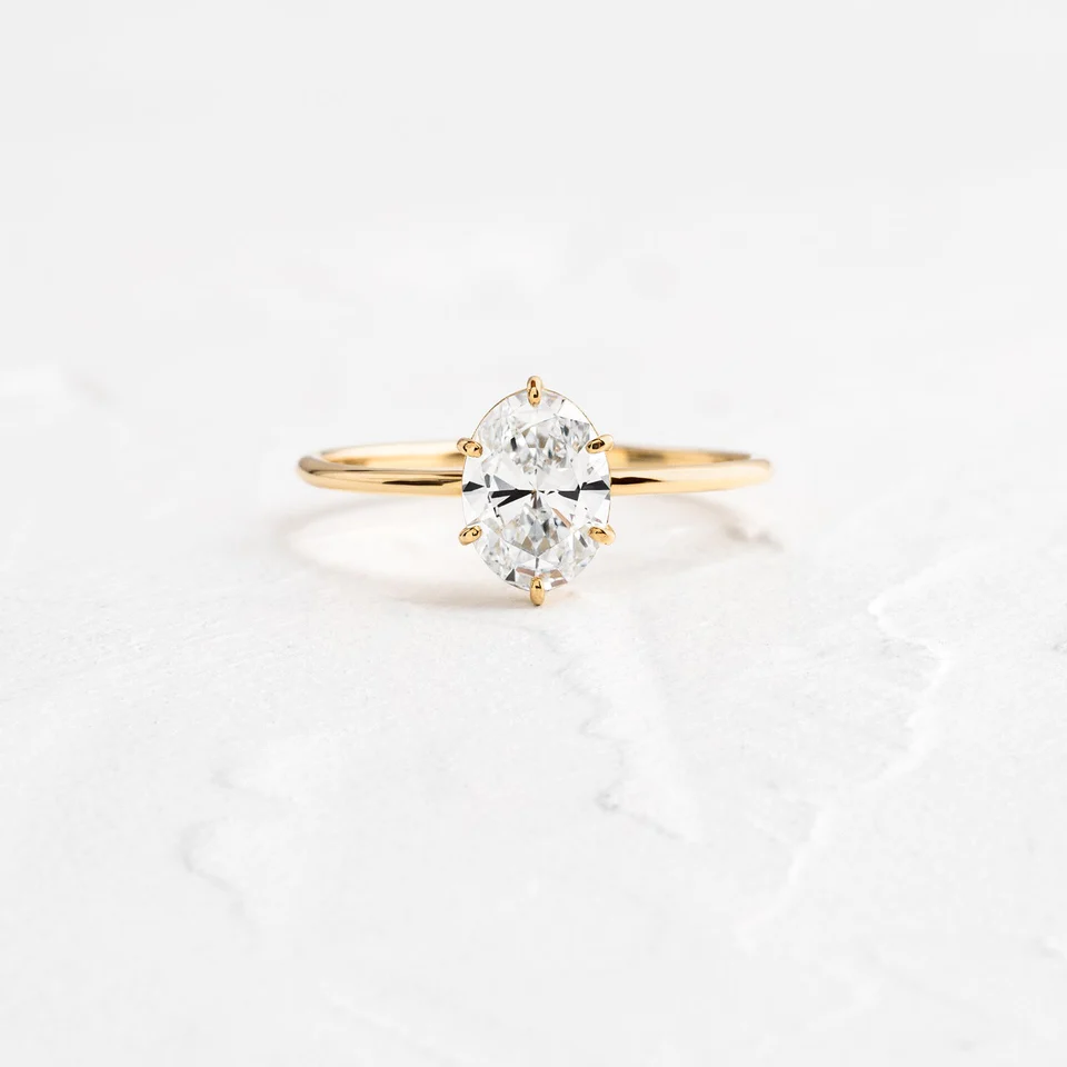 925 Sterling Silver Oval Cut Diamond Engagement Ring