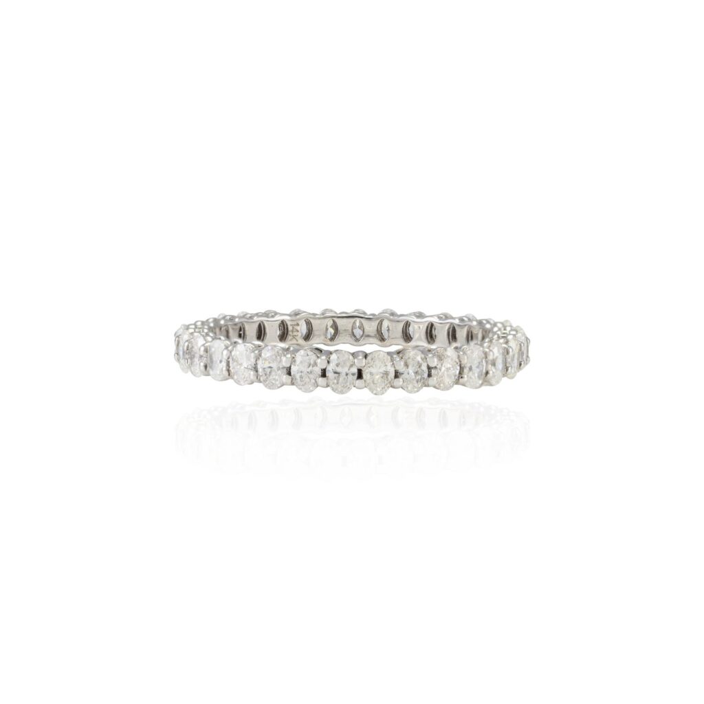 925 Sterling Silver Oval Cut Diamond Eternity Band