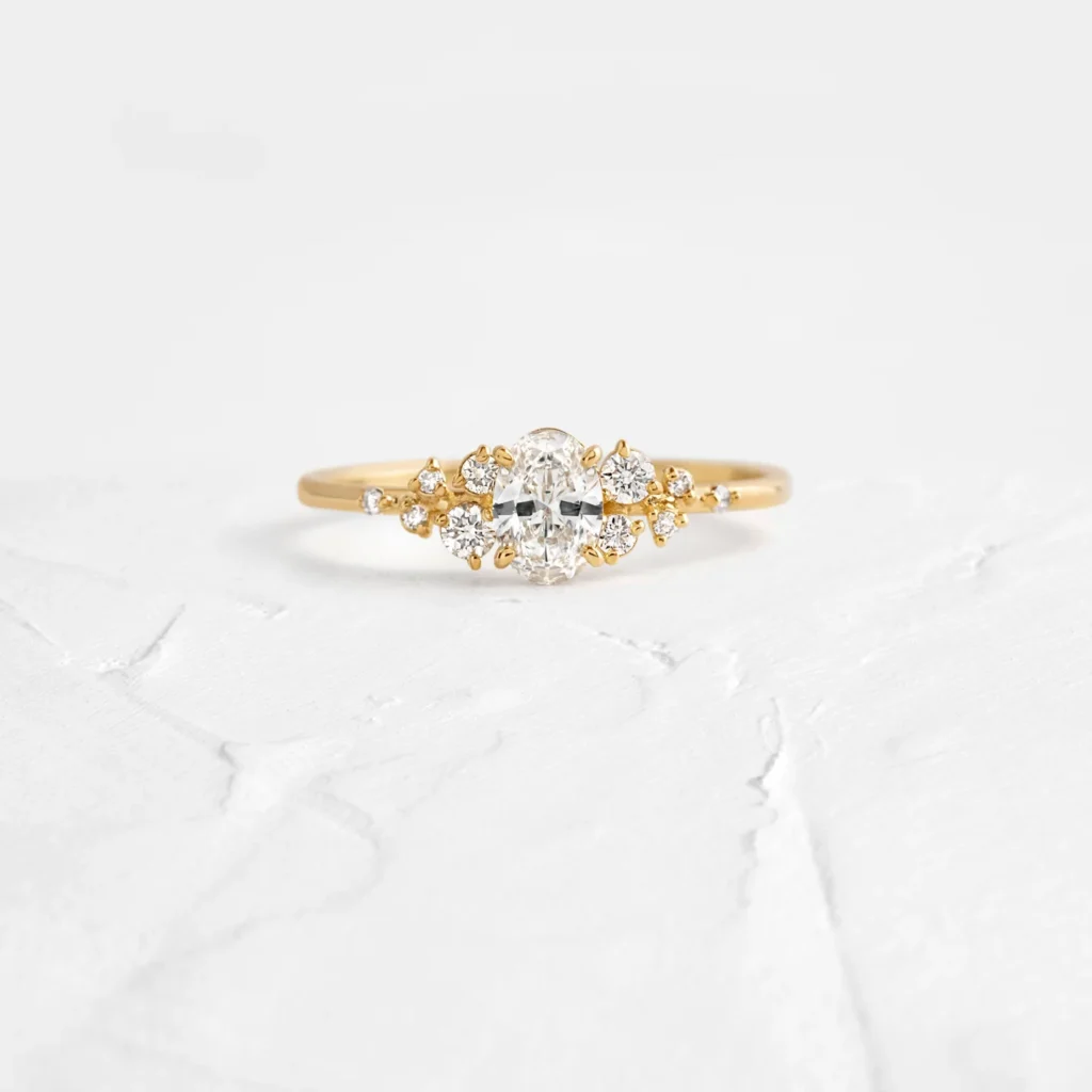 925 Sterling Silver Oval Cut Diamond Ring