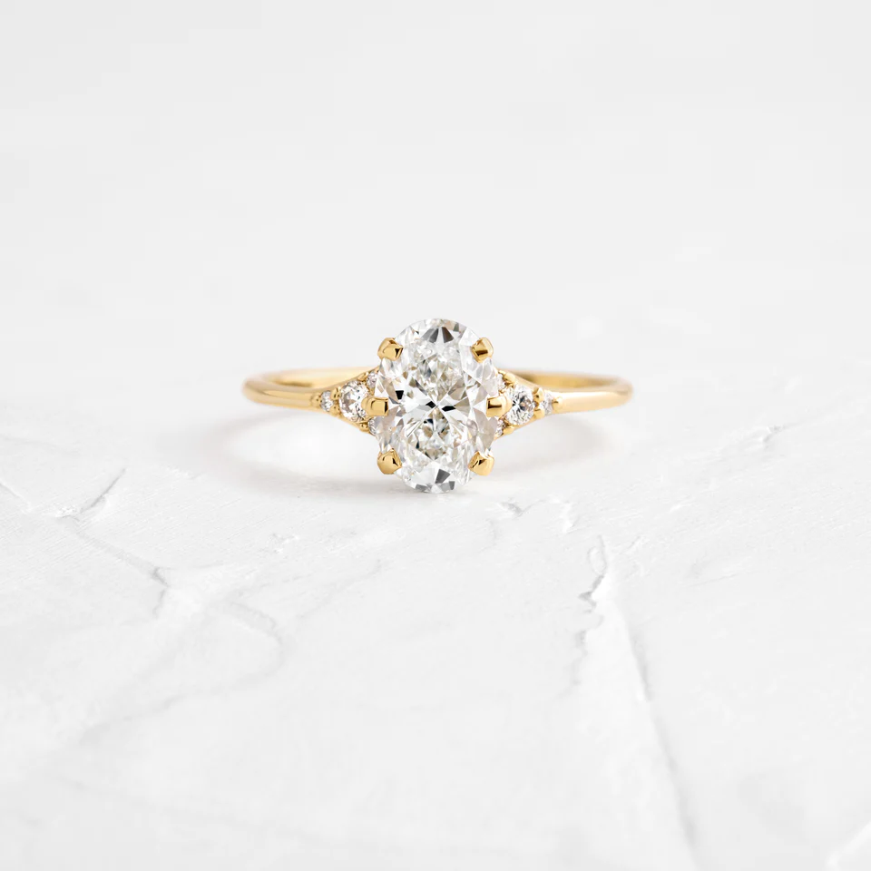 925 Sterling Silver Oval Cut Diamond Engagement Ring