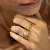 925 Sterling Silver Oval Cut Diamond Engagement Ring - Image 3
