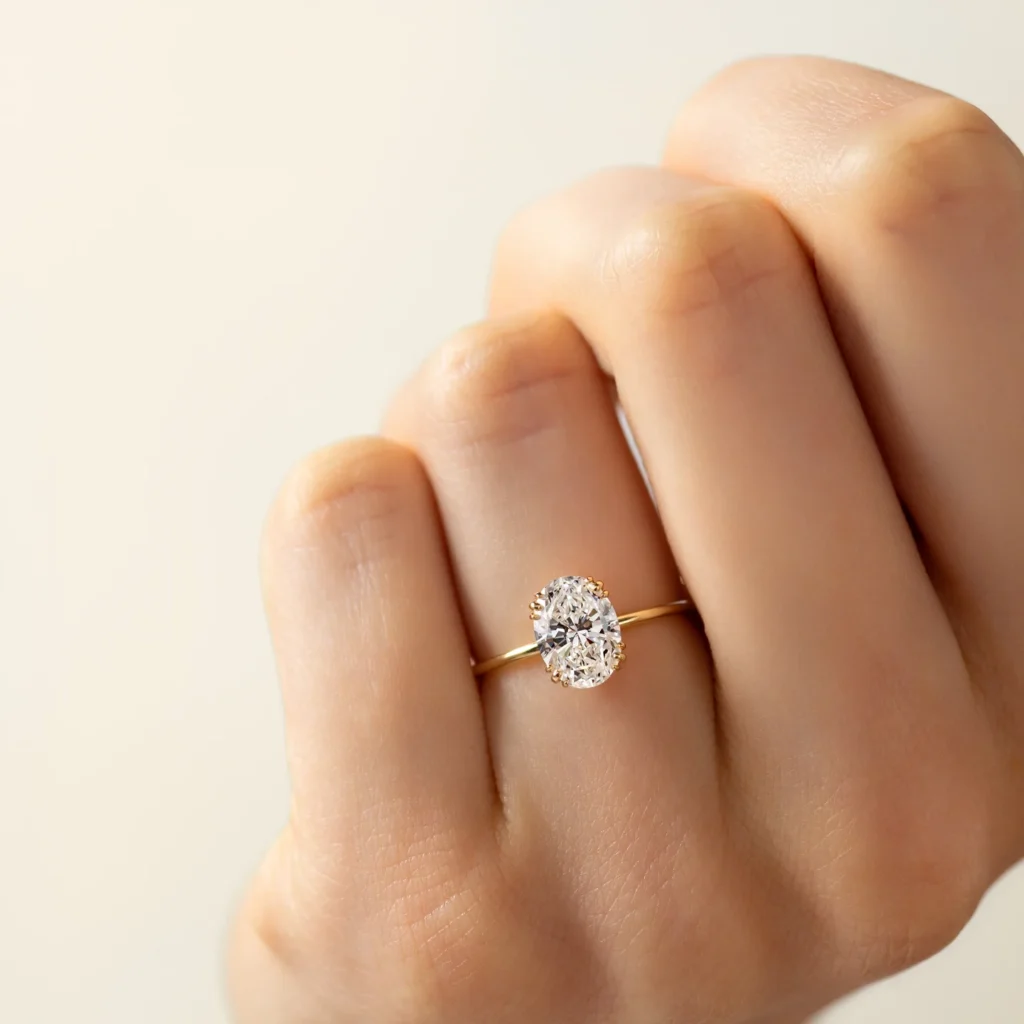 925 Sterling Silver Oval Cut Diamond Ring
