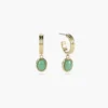 Oval cut jade hoop earrings in 925 sterling silver