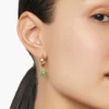 Sterling silver hoop earrings with soft green jade