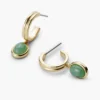 Modern jade hoop earrings with oval cut stone
