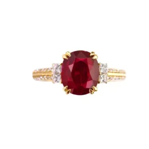 925 Sterling Silver Oval-Cut Ruby and Diamond Solitaire Ring