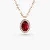 Elegant ruby halo necklace in a timeless necklace style
