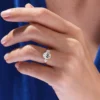 Oval cut three-stone engagement ring in 925 sterling silver