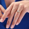 Three-stone engagement ring with premium CZ diamond centre